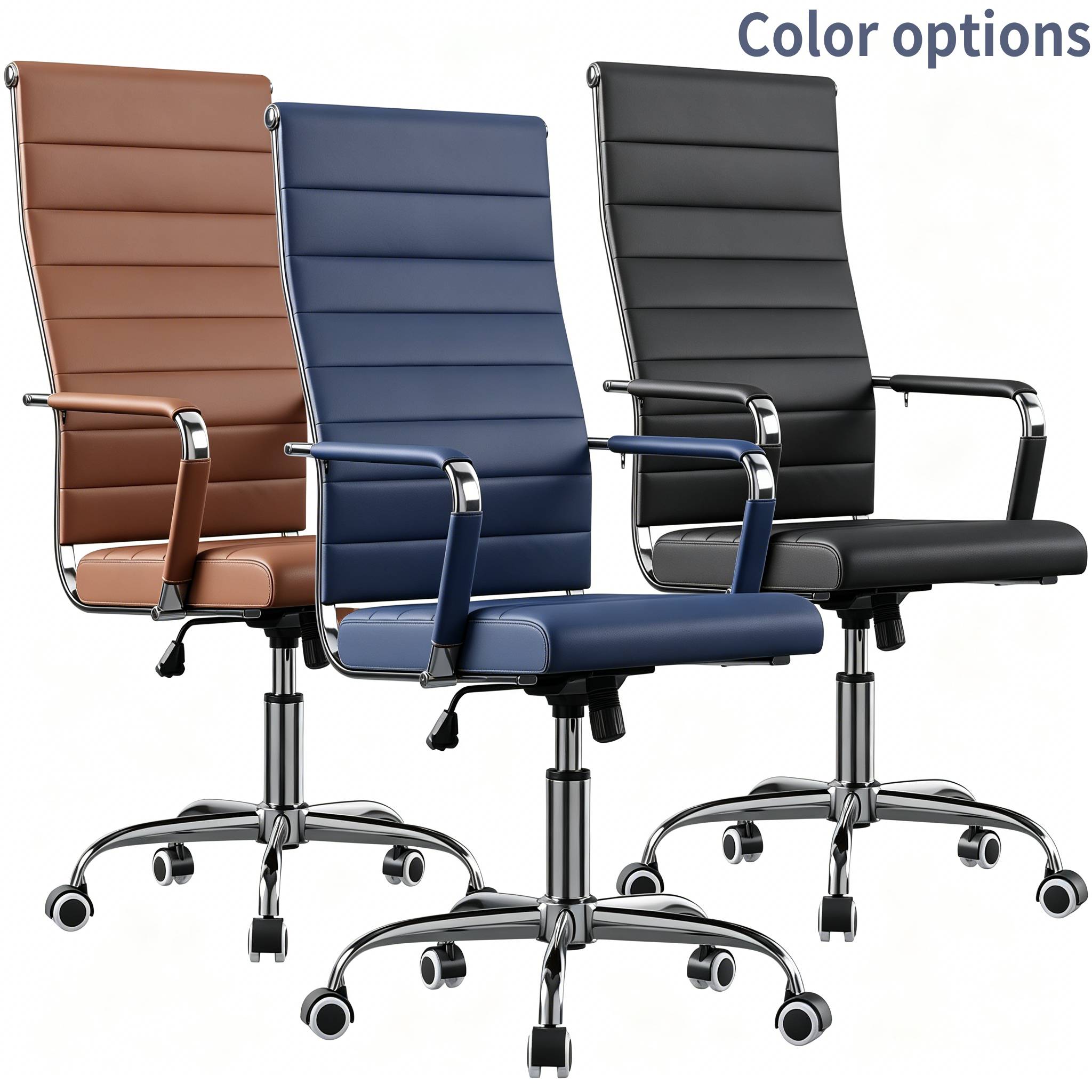 Leather Desk Pad - Chefsessel, gerippter Bürostuhl mit mittelhoher Rückenlehne