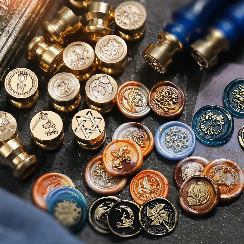 Wax Seal Stamp Set - Mond-Stern-Weihnachtsmuster Wachssiegelstempel Retro Vintage Siegelstempelkopf für