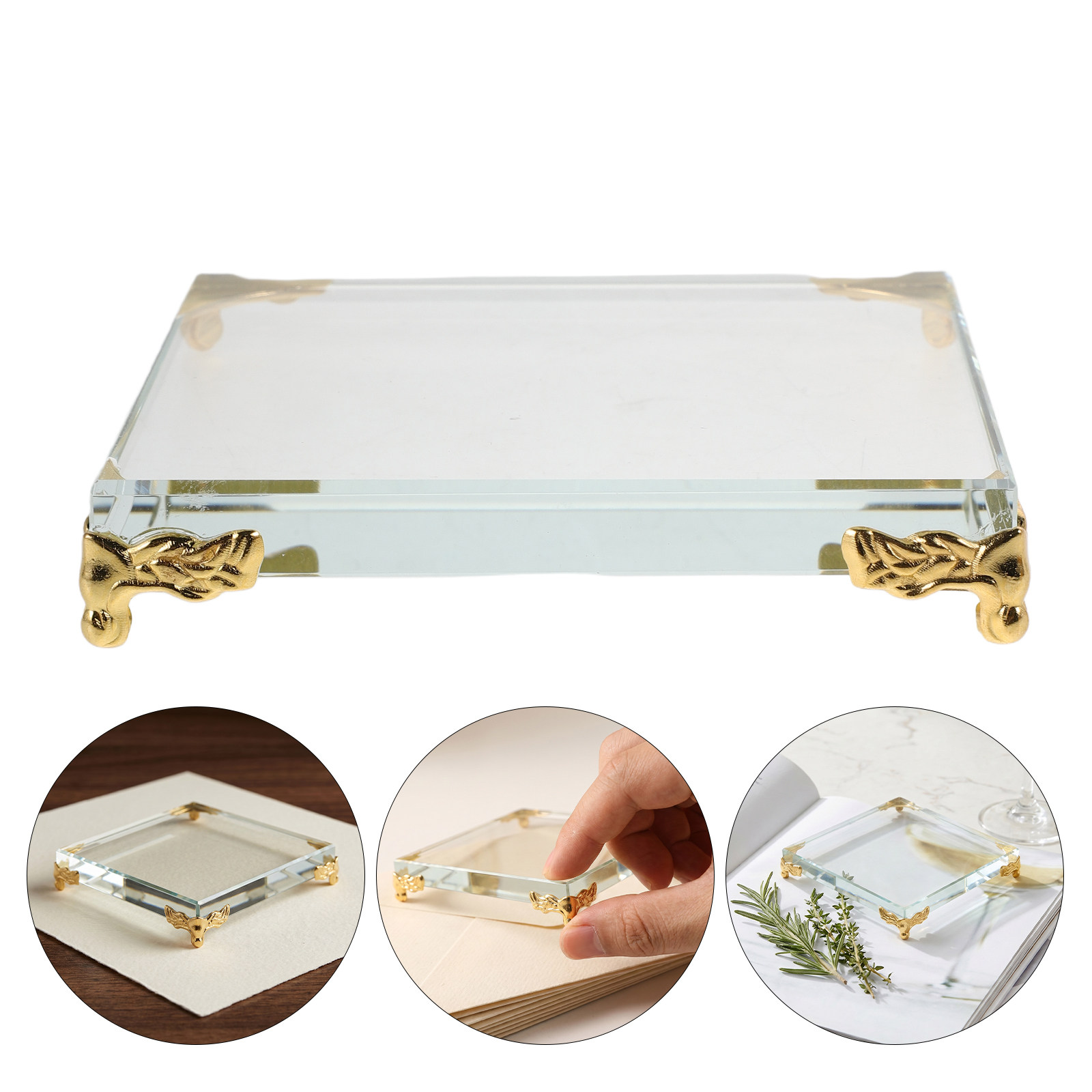 Paper Weight Crystal - Quadratischer Kristall-Papiergewichtsblock, klarer Kristall-Papiergewichtsblock mit Metallkante,